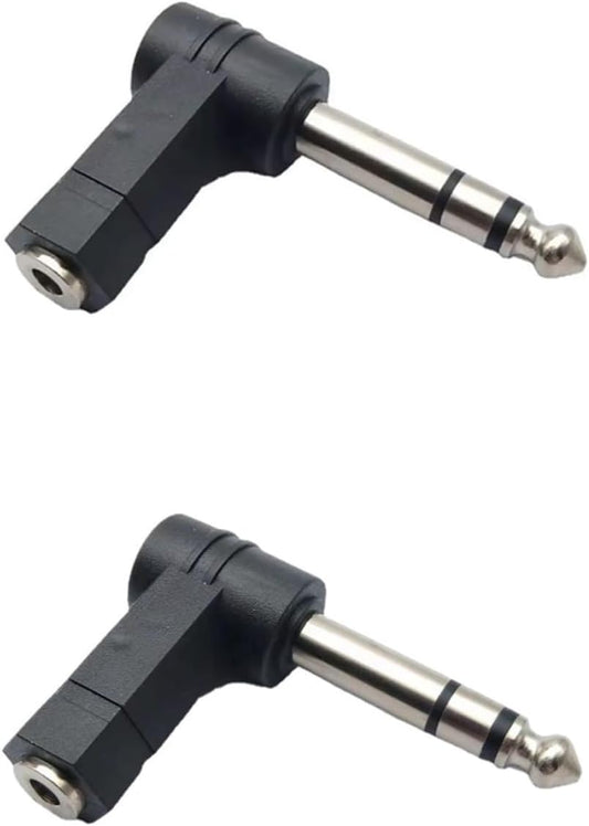 JZK 2 x TRS Angle Adapter, 1/8" to 1/4" Audio Adapter, 3.5mm Jack to 6.35mm Plug 90° Stereo Audio Adapter Converter Connector for Professional Audio Devices