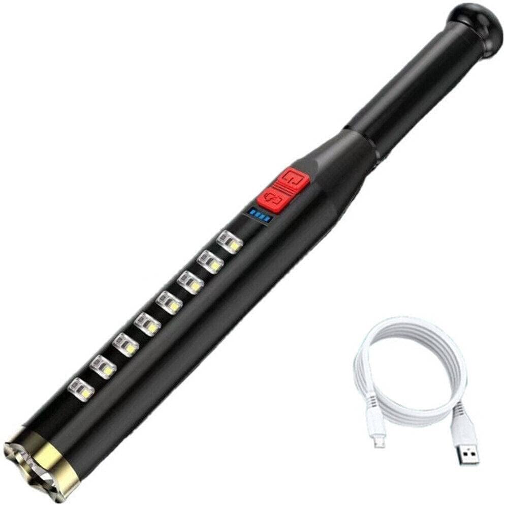 Super Bright COB LED Rechargeable Tactical Flashlight Self Protect Long Torch