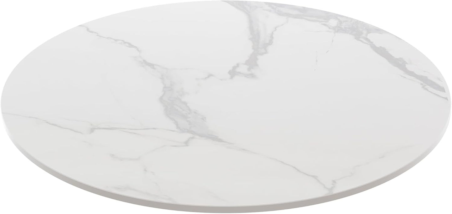 White 80CM Round Sintered Stone Table Top - Indoor & Outdoor Replacement Table Surface | Heatproof, Scratch Resistant & Waterproof Ceramic Desktop for Patio, Balcony, Bistro, Café & Dining Room