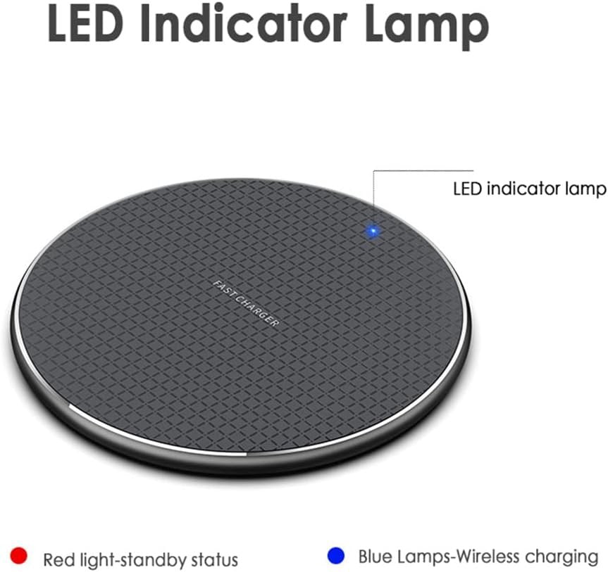 Qi Wireless Charger 10W Fast Wireless Charging Dock Wireless Charging Pad with Anti-Slip Rubber Base Slim Wireless Charger for Android Cell Phone (Black)