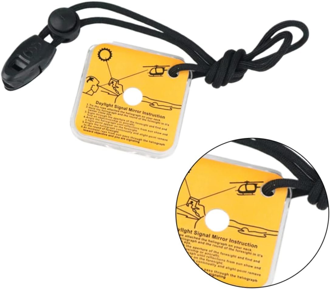 Kisangel Outdoor Signal Mirror Retroreflector Emergency Survival Mirror Orange for Long Distance