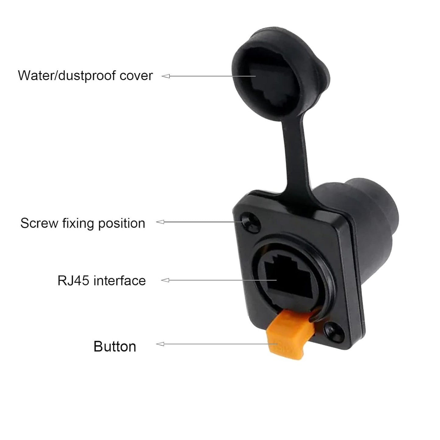 PENGLIN 5PCS Waterproof RJ45 Panel Mount Connector,Waterproof Connectors RJ45 Female Sockets,RJ45 Metal Ethernet Connector with Cap