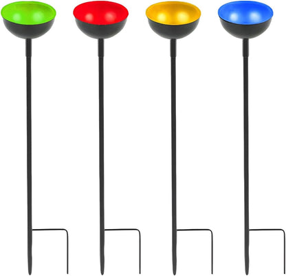 Bee Feeder Stakes - 4 Pack Bee Bathing Station | Rustproof Metal Stake Feeder, Watering Bath Bowl, Pollinator Feeding Tool for Outside Use