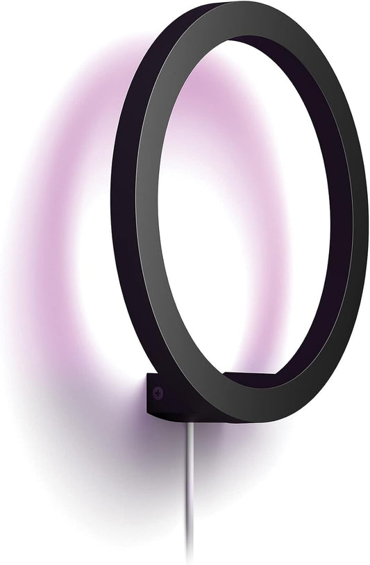 Philips Hue White and Color Ambiance Smart Sana LED Wall Lamp, White or Coloured Light, Dimmable, 20 W, Black