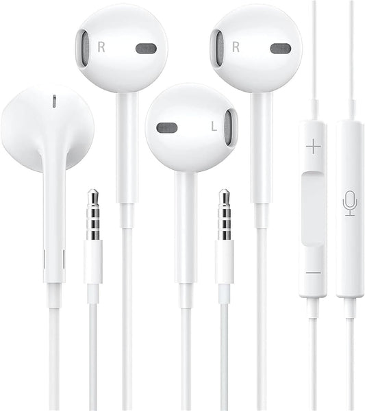 2 Pack Apple Earbuds/Headphones/Earphones with 3.5mm Wired Earbuds [Apple MFi Certified] Built-in Microphone&Volume Control Compatible with iPhone,lPad,lPod,PC,MP3/4,Android Most 3.5mm Audio Devices