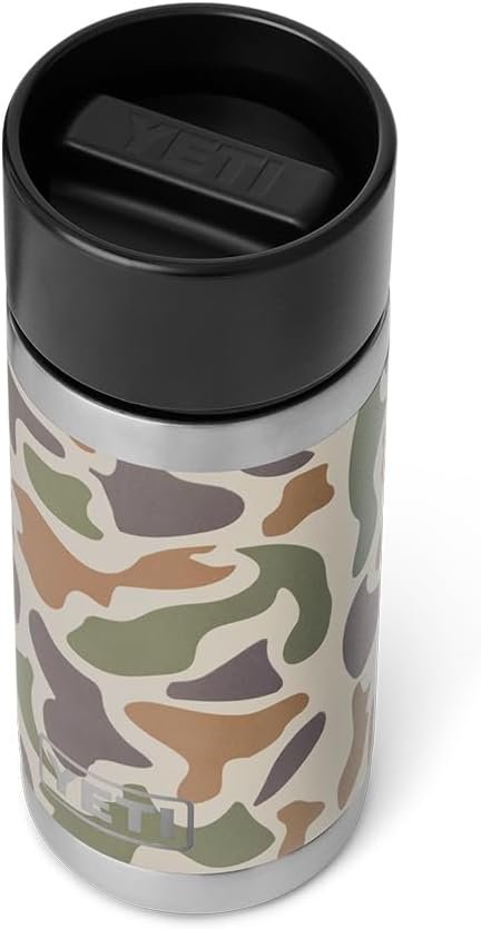 YETI Rambler 12 oz Bottle, Stainless Steel, Vacuum Insulated, with Hot Shot Cap, Tan Camo