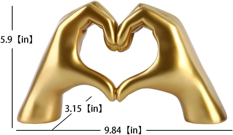 MHOOW Taylor Heart Hands Sculpture Decor for Bedroom Living Room Table Merch, Aesthetic Modern Love Finger Heart Hands Statues, Boho Wedding Home Decor Accessories, Gifts for Women Anniversary (Gold)