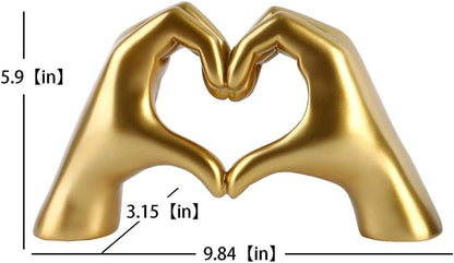 MHOOW Taylor Heart Hands Sculpture Decor for Bedroom Living Room Table Merch, Aesthetic Modern Love Finger Heart Hands Statues, Boho Wedding Home Decor Accessories, Gifts for Women Anniversary (Gold)