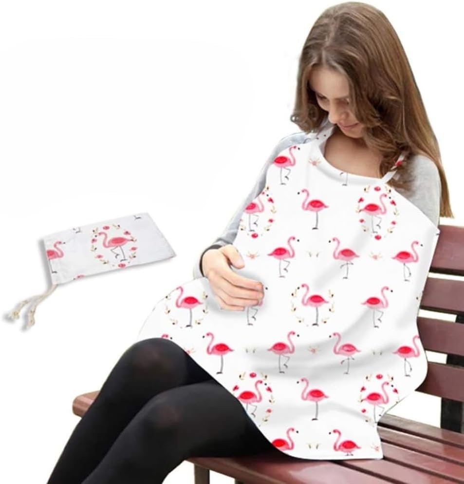 Nursing Cover for Baby â€“ Baby Essential Cover for Mother Breastfeeding - Apron Full Privacy Cover - Protection Multi use Baby Nursing Cover (Flamingo)