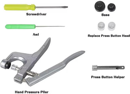 AIMALL KAM Snap Press Pliers Hand Tool FSTNR T3 T5 T8 with Ergonomic Handle, Awl, and Snap Fastener Kit for DIY Crafts