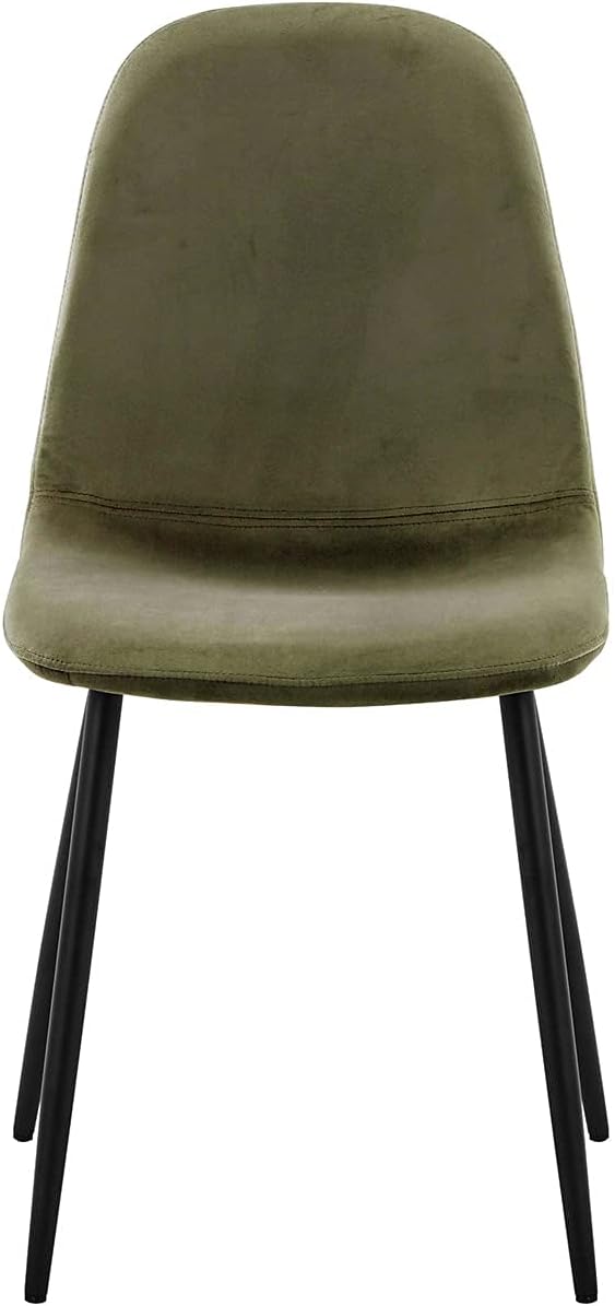 120cm Round Table w/ 4 Chairs Dining Set Velvet Fabric Indoor Furniture (Olive, Black Table)