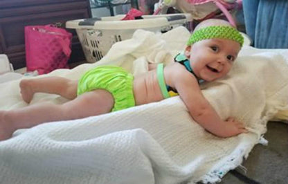 KaWaii Baby Reusable Swim Cloth Diaper Adjustable Swim Pants for Boys & Girls, Size Infants and Toddlers, One Size (Happy Ride Day)