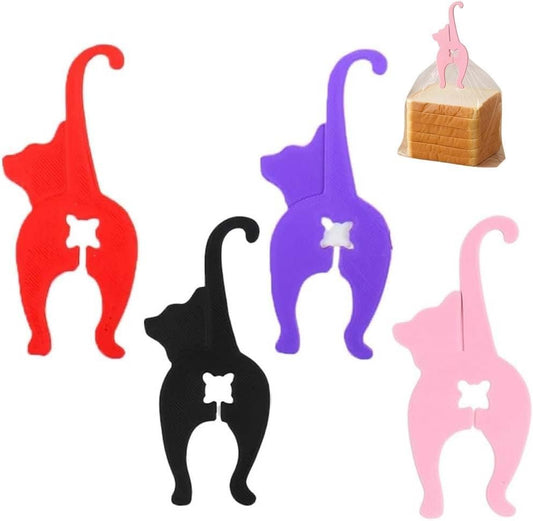 Cat Butt Bread Clip, 3D Printed Reusable Cat Bread Bag Tie, 2025 New Upgrade Animal Bread Bag Clips, Funny Air Tight Squeeze Food Fruit Clips, Easy to Use Kitchen Necessity(Cat)