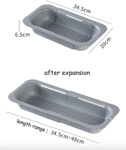 3 in 1 Pack Kitchen Sink Colander Strainer Basket, Home Apartment Kitchen Essentials, Fruit and Vegetable Colander, strainers and colanders, Food Strainer, Extendable Colander Strainer Basket - Grey