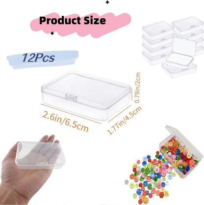 12 Pcs Small Clear Organizer Storage Containers,Mini Storage Containers Box with Lid,for Storage of Small Items, Crafts, Jewelry, and Other Small Items(2.5 x 1.7 x 0.8 Inches)