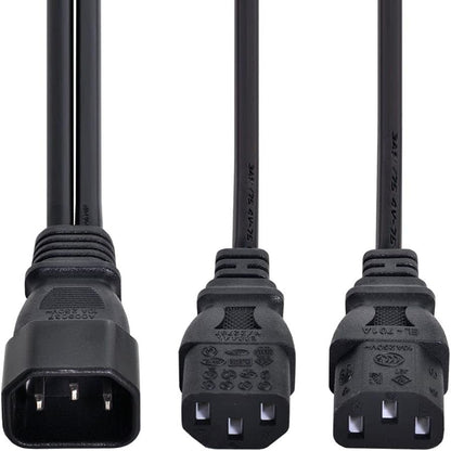 ChenYang IEC 320 C14 Male 1 to 2 C13 Female Y Splitter Power Extension Cable Adapter 10A 250V for Monitor/Computer/PDU Chassis/Printer