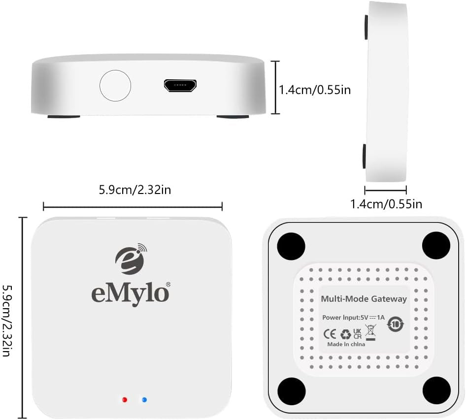 eMylo 5.0 Bluetooth&3.0 ZigBee Gateway 3 In 1 Wireless Remote Control Gateway Smart Bluetooth ZigBee WiFi Hub for Home Automation Compatiable with Alexa, Google Home work with Smart Life/Tuya App