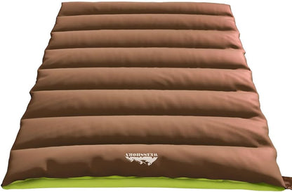 Weisshorn Sleeping Bag, Double Camping Bags 3 Season Warm Portable Water Resistant Lightweight Thermal Outdoor Gear Tent for Hiking Travel Backpacking, Adjustable Strap Compression Sack Brown