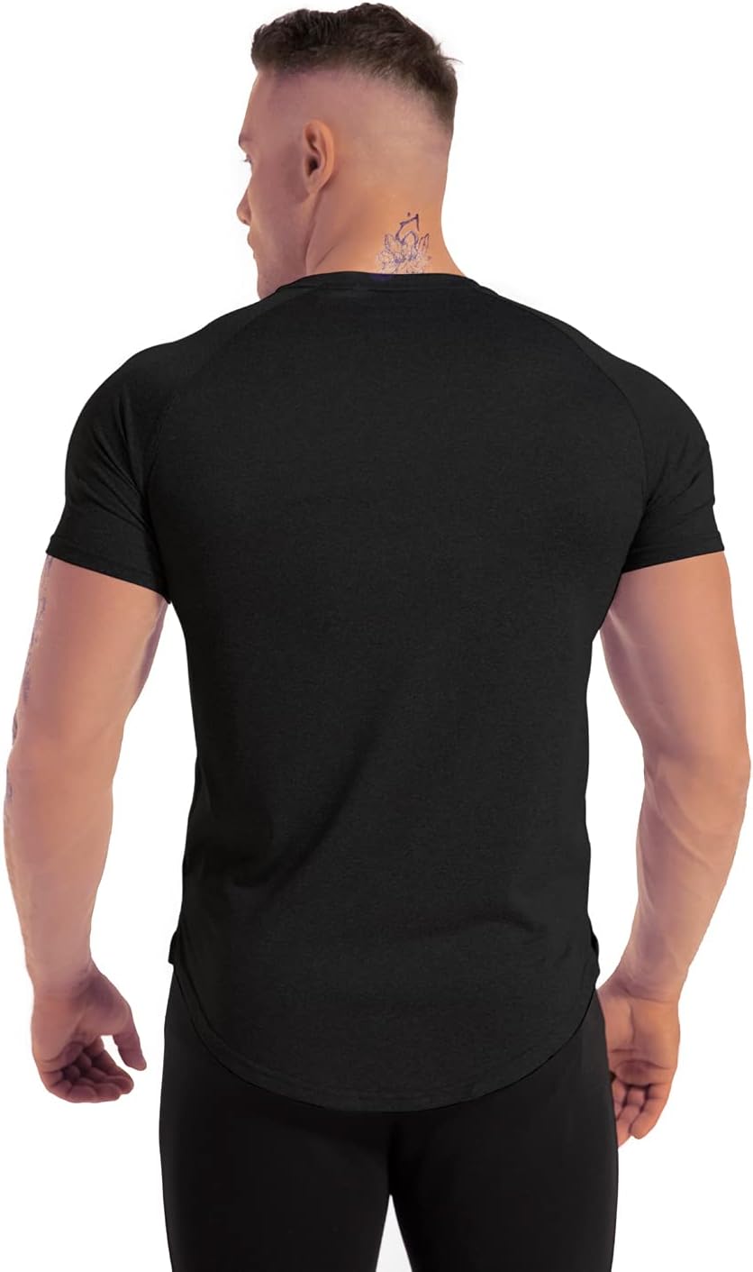 DEHORU 3 Pieces Men's Gym T-Shirt Sports Moisture Wicking Training Short Sleeve Quick Dry