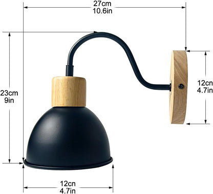Wall Sconce Vintage Industrial Wall sconces, Iron Wall Lamp with Wood Base, American Country Wall Mounted Light, e27 Home Lighting Fixture for Living Room Bedroom 1 Pack / 2 Pack