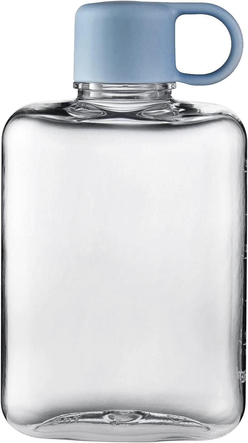 Flat Water Bottle Leakproof Water Cups Clear Drinking Cup Girls Water Bottle 360ml for Fitness