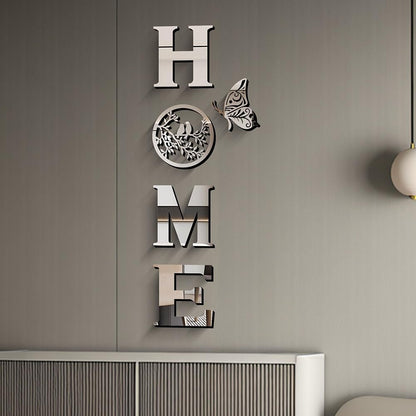CrazyDeal Home Signs Wall Decor Letter Signs Length Mirror Wall Stickers Decorations for Living Room Bedroom Farmhouse The Home Modern Decorations Bird Wall Art Large（Silver Acrylic,49.2 X 15.7 Inch）