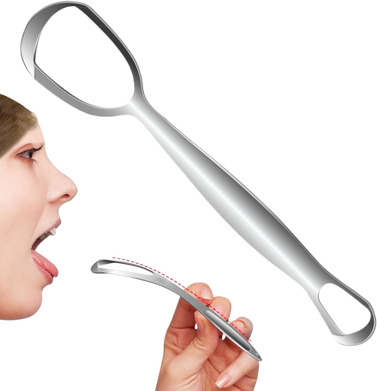 Tongue Scrubber, Stainless Steel Tongue Scraper, Fan-Shaped Design Reduce Bad Breath Improve Oral Hygiene Daily Cleaning Travel-Friendly Care For Family Use