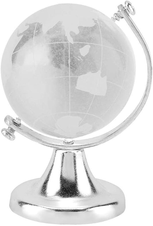 Aigend Home Decor - Round Earth Globe World Map Crystal Ball Ball Decoration for Home Office Gift (Silver)