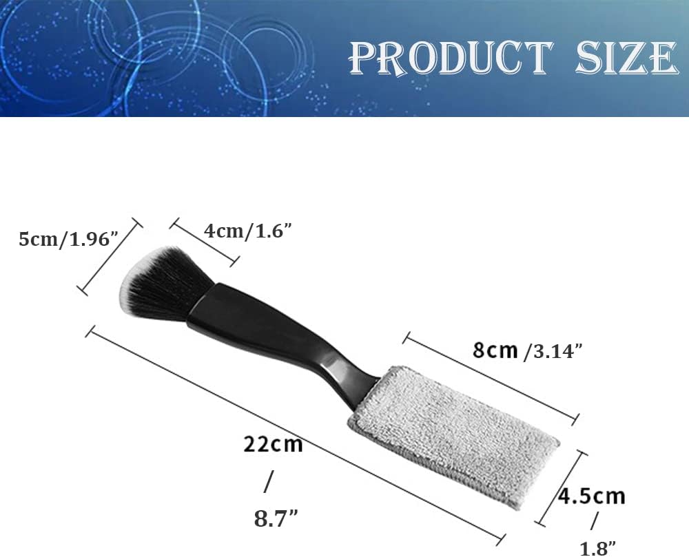 Smeyta Double Head Brush for Car Cleaning, Detailing Interior and Exterior - Soft Bristles (Black, 1 Pack)