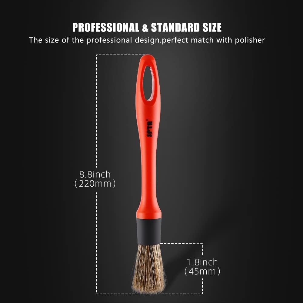 SPTA Car Detailing Brush Set – 5 Pieces with Different Hair and Mixed Plastic Handle – Cleaning Kit for Indoors, Outdoors, Wheels, Rims and Leather