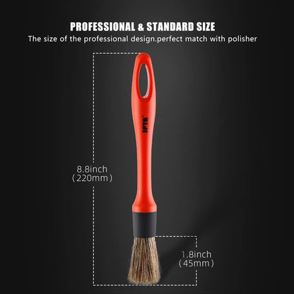 SPTA Car Detailing Brush Set – 5 Pieces with Different Hair and Mixed Plastic Handle – Cleaning Kit for Indoors, Outdoors, Wheels, Rims and Leather