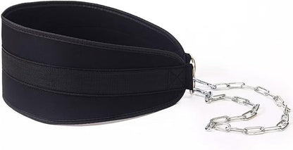 Weight Training Belt, Squat Fitness Gear, Steel Chain Support, Ergonomic Waist Fit, Heavy Load Capacity, Black, Great for Deadlifts, Calisthenics, and Home Gym Workouts