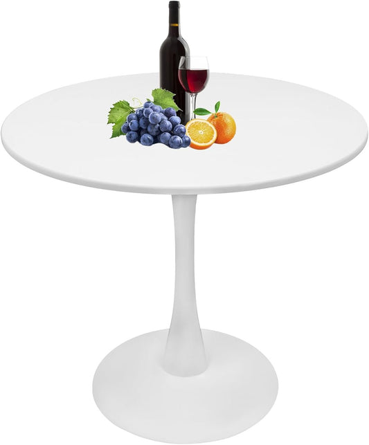 Howhio White Round Dining Table, 24 Inches Tulip Round Kitchen Table, Mid-Century Leisure Table for Small Places, Dining Room, Living Room, Cafe