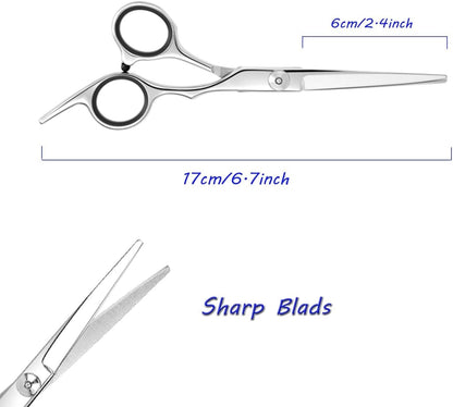ESSOY Professional Hair Cutting Scissors/Shears (6.7-Inches), Stainless Steel Haircut Scissor with Fine Adjustment Screw for Home Salon,Barber Hairdressing Scissor for Women Men Kids