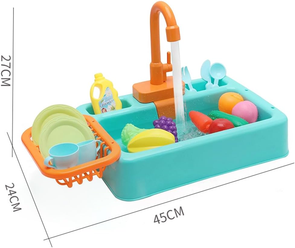 Play Sink with Running Water, Kitchen Sink with Electric Faucet,Toddler Kitchen Set, Automatic Water Cycle System,for Home,Kindergarten