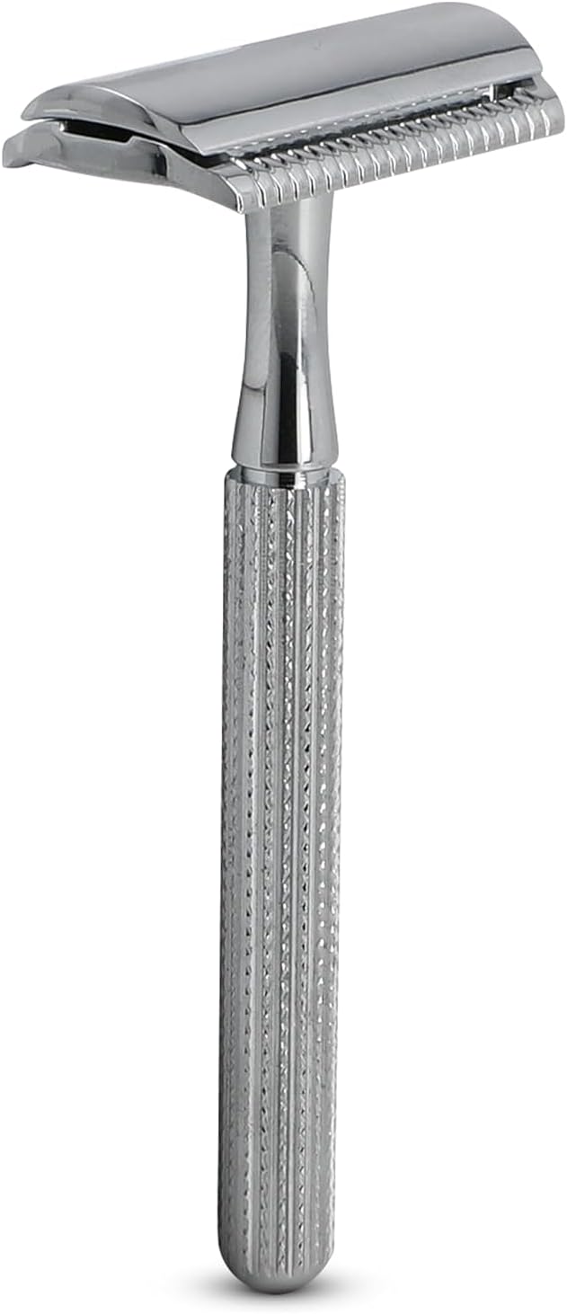Parker 78R Double Edge Safety Razor with 5 Safety Razor Blades, Women & Men’s Safety Shaving Razor, Reusable Razor, Plastic Free – CHROME