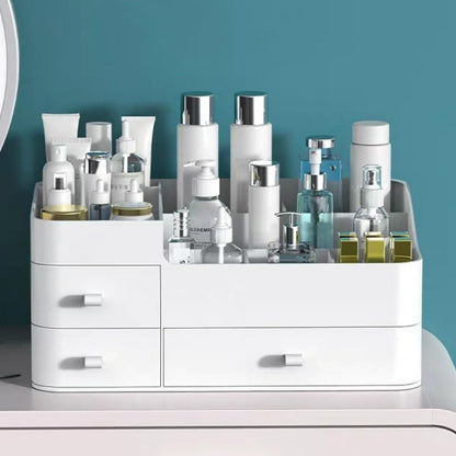 MIUOPUR Makeup Organizer for Vanity, Large Capacity Desk Organizer with Drawers for Cosmetics, Lipsticks, Jewelry, Nail Care, Skincare, Ideal for Bedroom and Bathroom Countertops - Large White