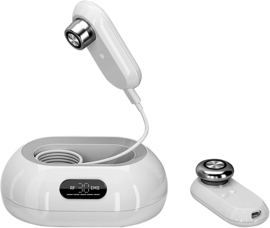 MLAY RF Radio Frequency Skin Tightening Device, Skin Care Tools - with RF+EMS Mode Double Beauty Effect, Microcurrent Facial Device, Professional Anti Aging Device has Body and Face Probe, Salon Effect Level Face and Body Lifting Machine, 5 Levels (White)