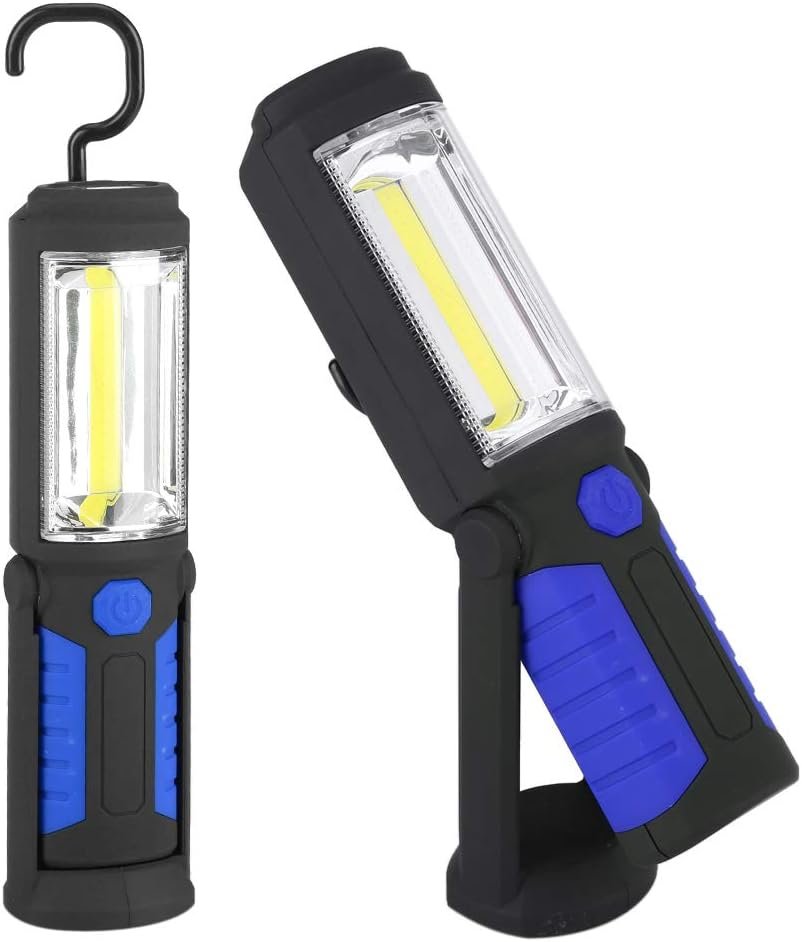 COB Work Flashlight, Rechargeable Handheld Flashlight, Super Bright LED Tactical Flashlight with Magnetic Base, Emergency Flashlight, Portable Flashlight for Camping Hiking (Blue)