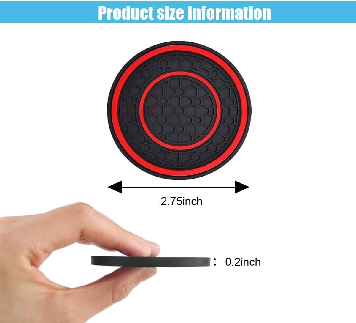 D-buy 4 Pcs Car Cup Holder Coasters, 7cm/2.75 inch Auto Non-Slip Anti Dust Cup Mats, Console Cup Holder Insert Coaster Auto Insulated Mats, Universal Interior Accessories for Most Cars(Red)