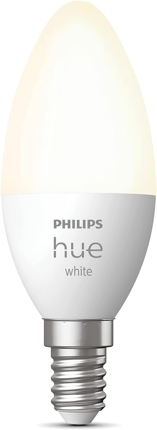 Philips Hue White Smart Light Bulb Candle 470 Lumen [E14 Small Edison Screw] with Bluetooth, Compatible with Alexa, Google Assistant, Apple Homekit