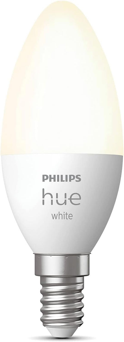 Philips Hue White Smart Light Bulb Candle 470 Lumen [E14 Small Edison Screw] with Bluetooth, Compatible with Alexa, Google Assistant, Apple Homekit