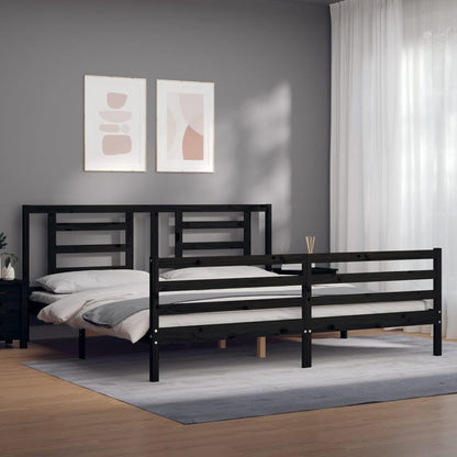WSJHUHK Mobili,Letti & Accessori,Letti & Telai,Telaio letto senza materasso Nero 200x200 cm Legno Massello