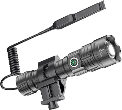 haixnfire Outdoor Camping Tactical Flashlight Type-C USB Rechargeable 6000 lumens 3 Light Mode Telescopic Zoom LED Guide Light Pressure Switch Picatinny Rial Flashlight