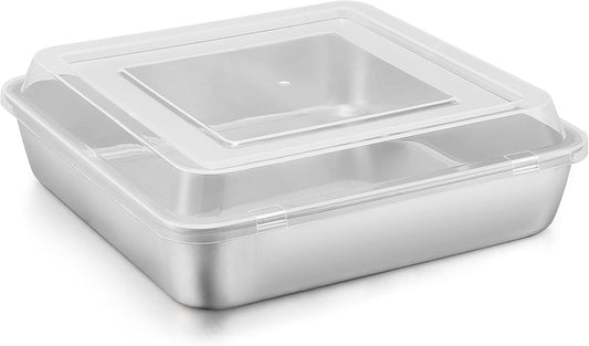 E-far 9-Inch Square Cake Pan with Lid