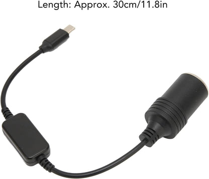 Cigarette Lighter Socket Cable Adapter, 5V USB C Male to 12V Converter Female Power Adapter for Car Cigarette Lighter for Car Electronic Accessories