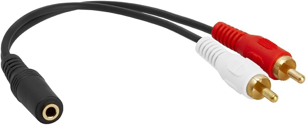 Cmple - 3.5mm Female to 2 RCA Male Stereo Audio Y Cable Adapter, Compatible with TV, Smartphones, MP3 Players, Tablets, Speakers, Home Theater Systems - Mini Plug Headphone Splitter - 6 Inch
