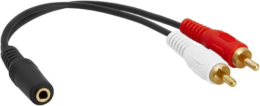 Cmple - 3.5mm Female to 2 RCA Male Stereo Audio Y Cable Adapter, Compatible with TV, Smartphones, MP3 Players, Tablets, Speakers, Home Theater Systems - Mini Plug Headphone Splitter - 6 Inch