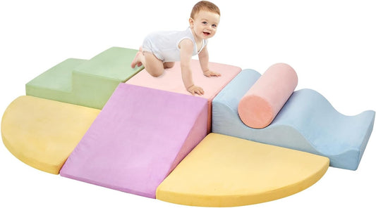 Climbing Toys for Toddlers, Toddler Climb Toys Indoor, 7-Piece Soft Foam Climbing Blocks Set, Toddler Playtime Corner Climber Indoor Foam Play Gym for Crawling and Sliding