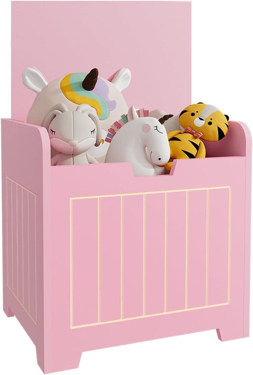 Kids Storage Chests & Trunks,Small Box Cube Toy Storage Organizer Pink,Wooden Entryway Storage Bin For Home Books Clothes Toy,Small Square Nightstand ForPlayroom,Bedroom(15.4x11.8x15.3inches)